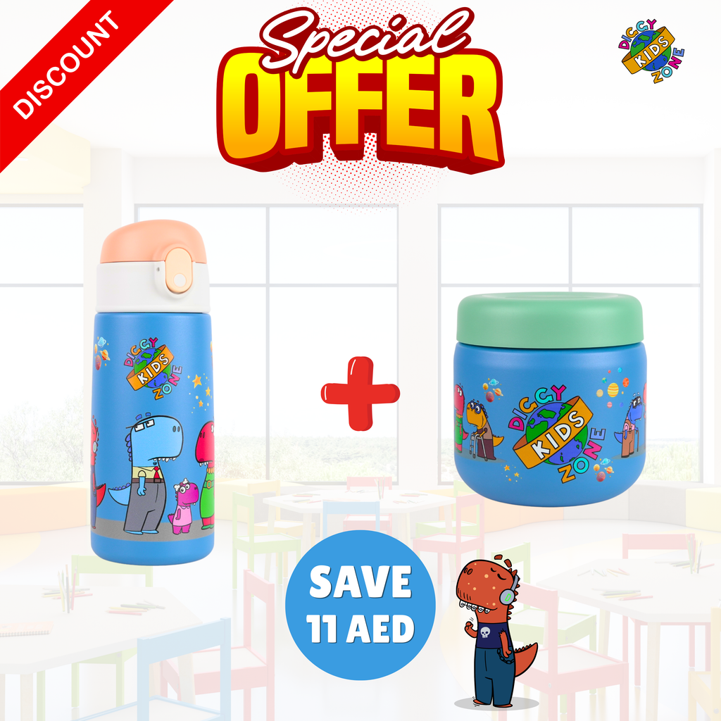 Diggy Kids Insulated Blue Bottle + Jar Bundle Deal