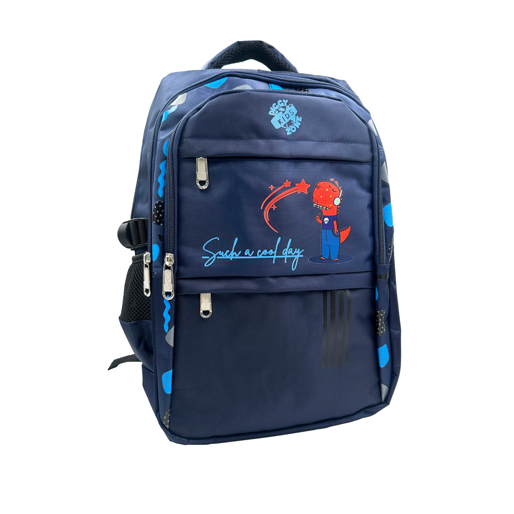 Navy Blue Diggy Dinos Designed Backpack for Boys