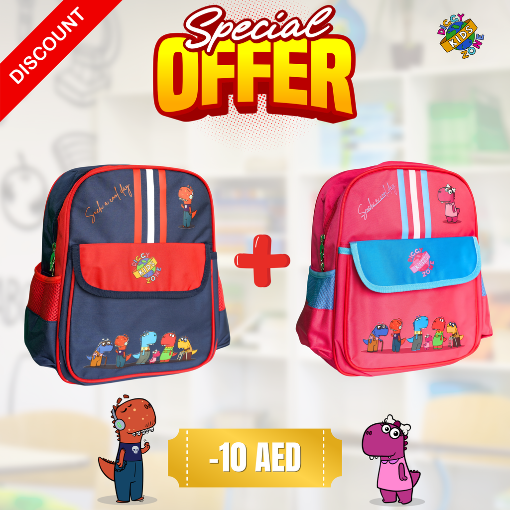 Diggy Kids Small Backpack Bundle Deal - Red & Blue and Light Pink