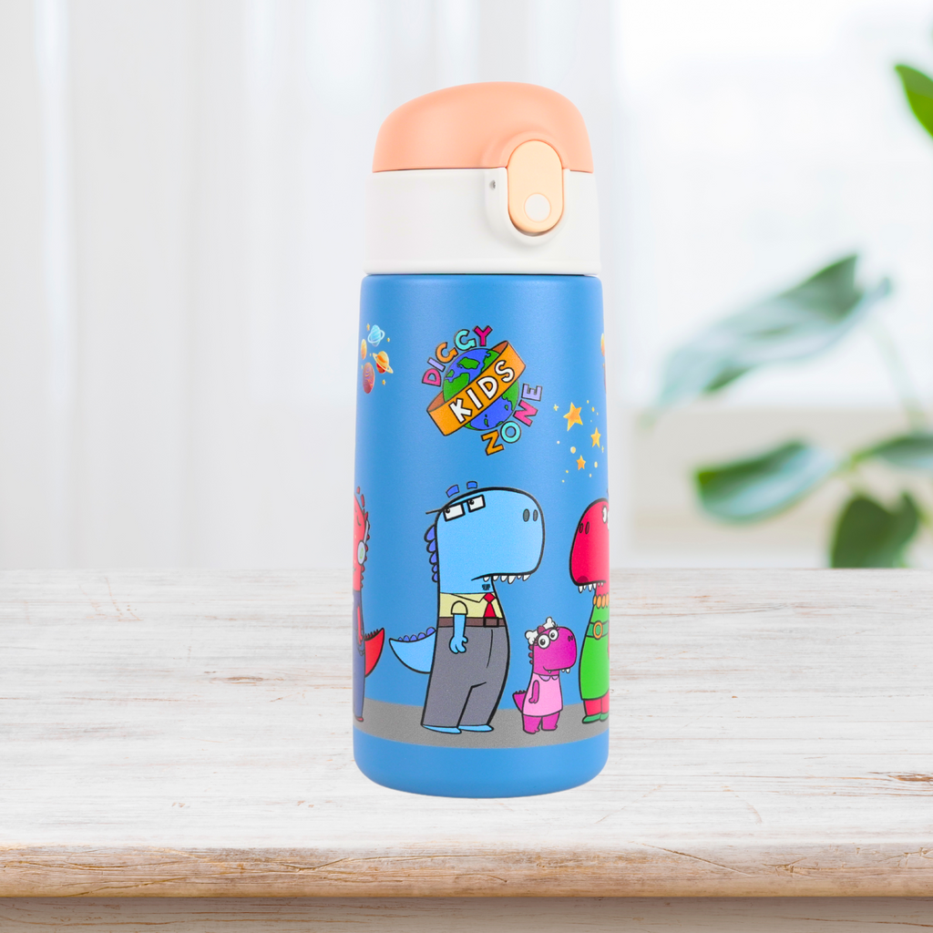 Diggy Kids Zone 16 oz Blue Stainless Steel Water Bottle for Kids