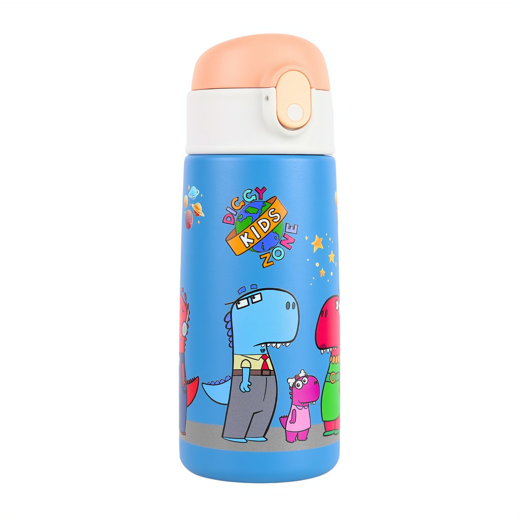 Diggy Kids Zone 16 oz Blue Stainless Steel Water Bottle for Kids