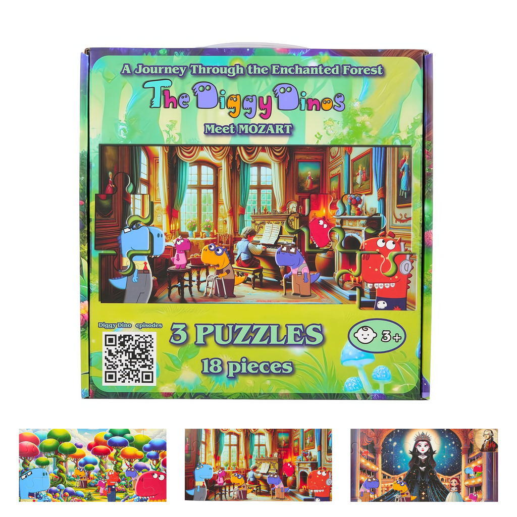The Diggy Dinos Meet Mozart – 3 Kids Puzzles