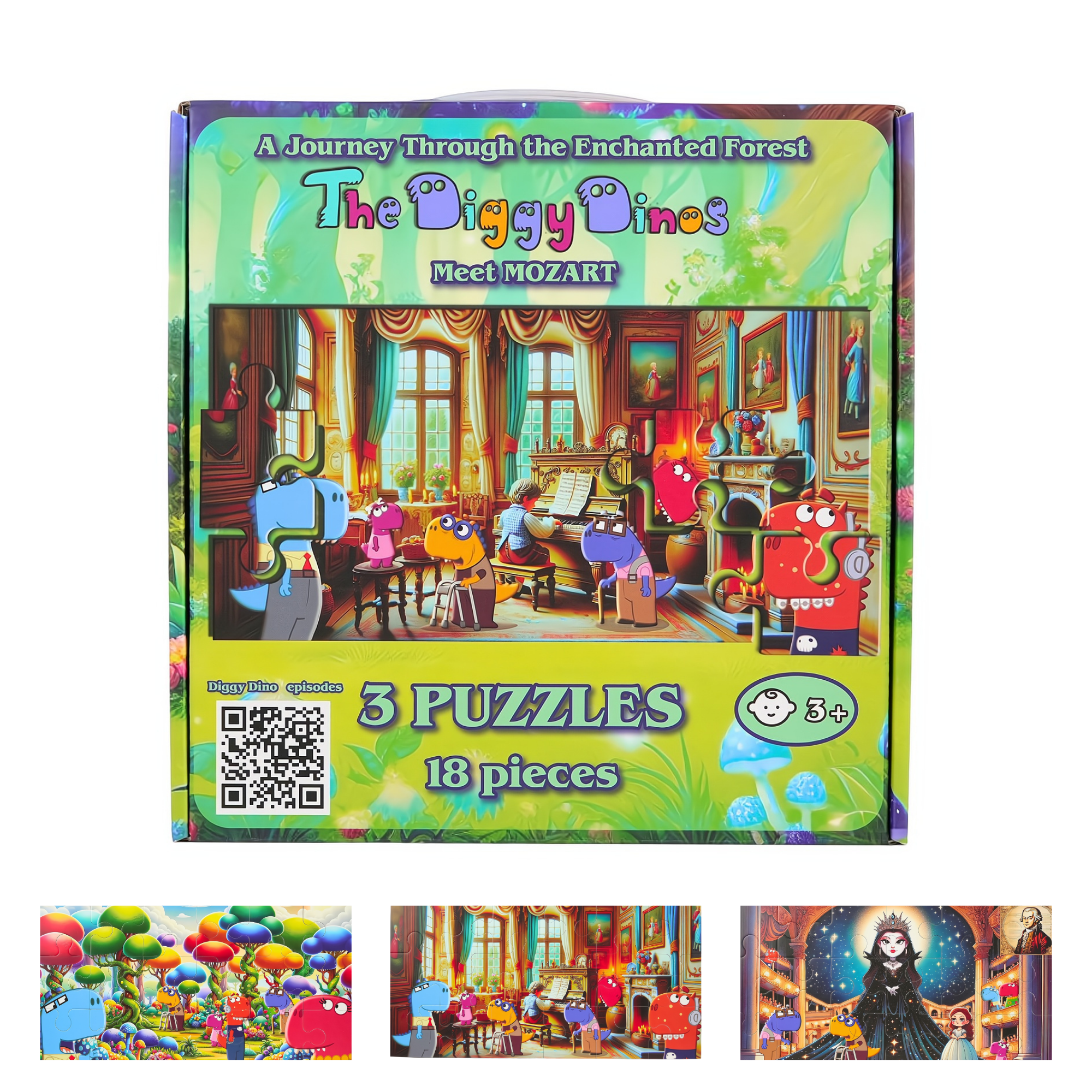 The Diggy Dinos Meet Mozart – 3 Kids Puzzles