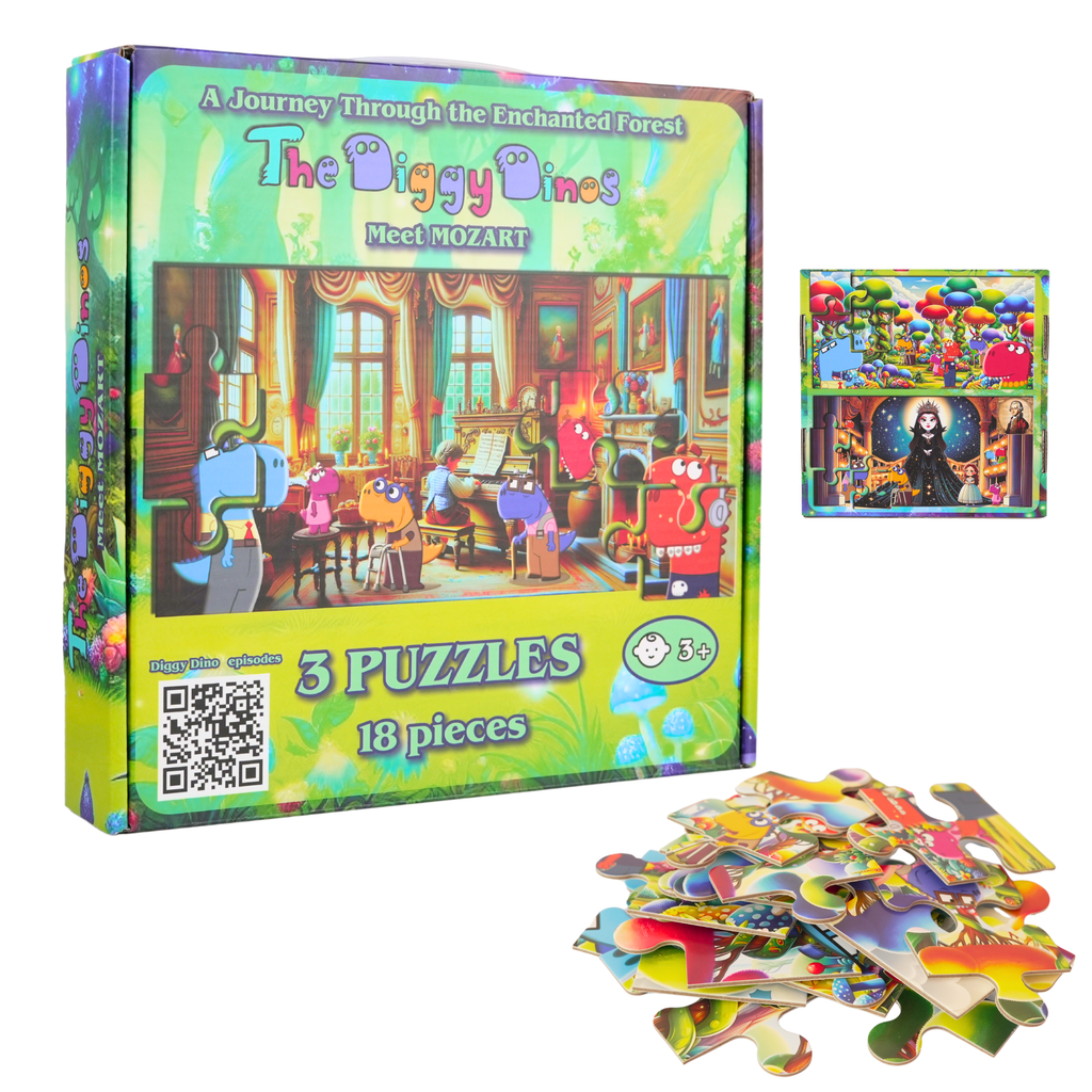 The Diggy Dinos Meet Mozart – 3 Kids Puzzles