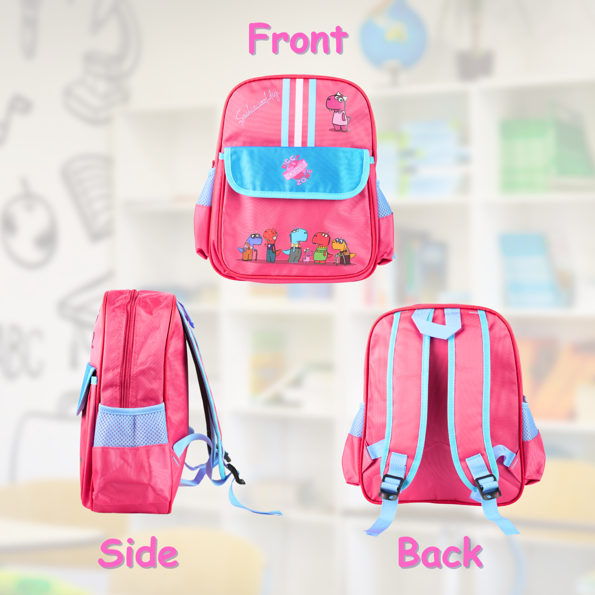 Light Pink Diggy Dinos Kids Backpack