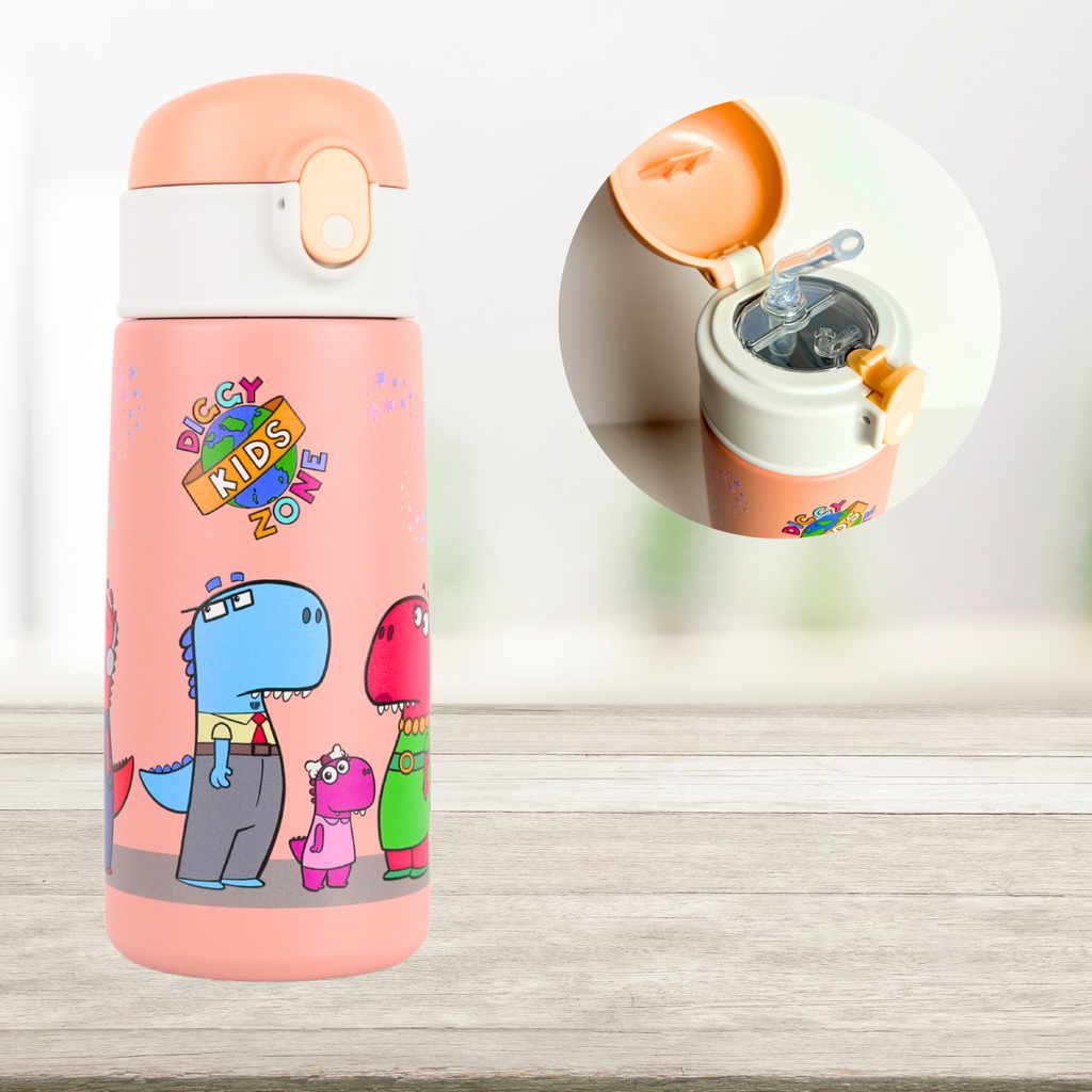 Pink Diggy Kids Zone 16 oz Stainless Steel Water Bottle for Kids