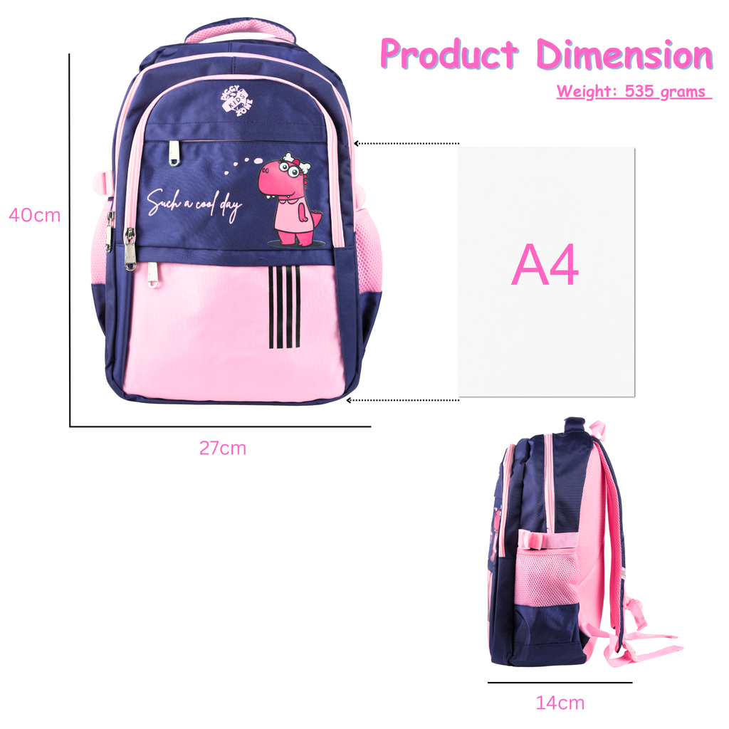 Pink & Blue Diggy Dinos Designed Backpack for Girls