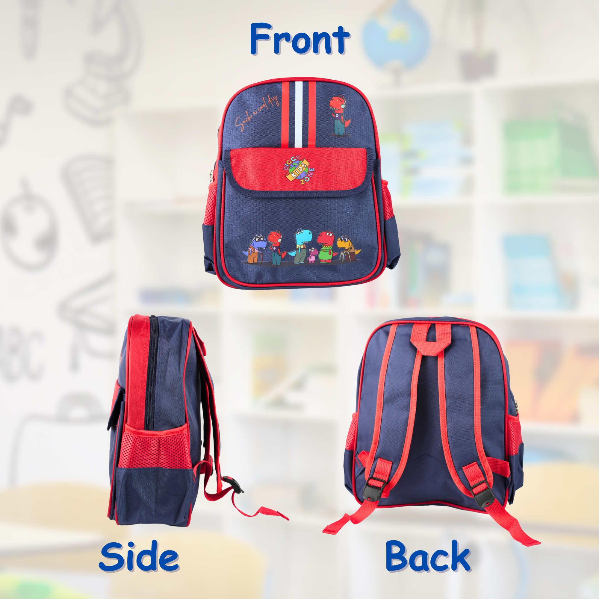 Red & Blue Diggy Dinos Kids Backpack