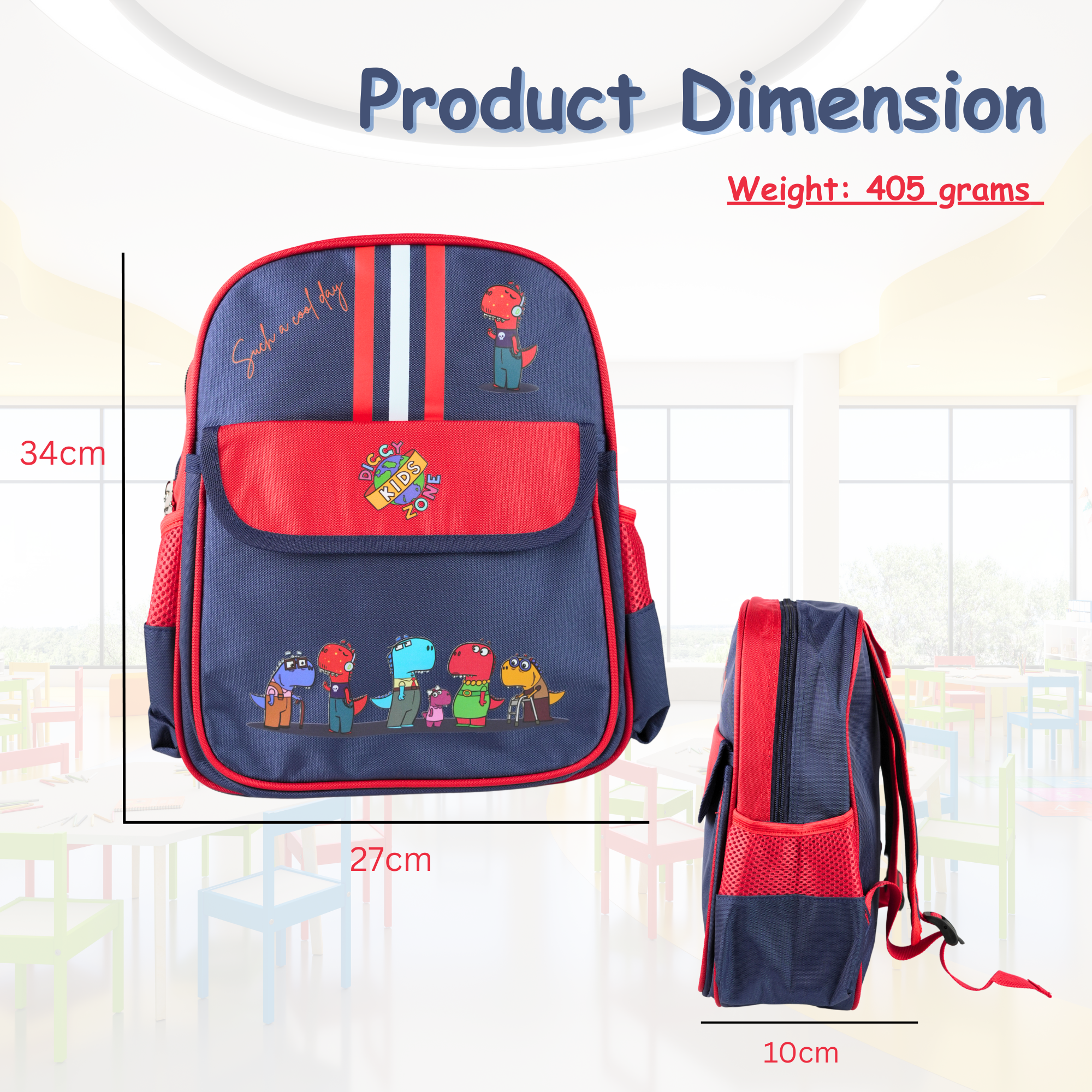 Red & Blue Diggy Dinos Kids Backpack